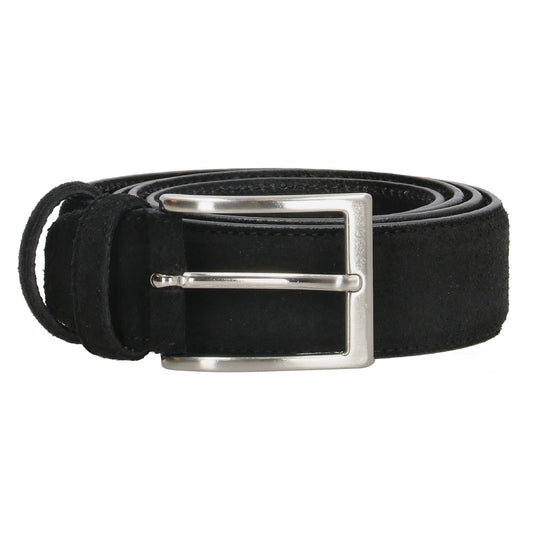 Schwarzer Veloursleder Gürtel 3,5cm breit – klassisch & business-tauglich - leder-accessoires.com