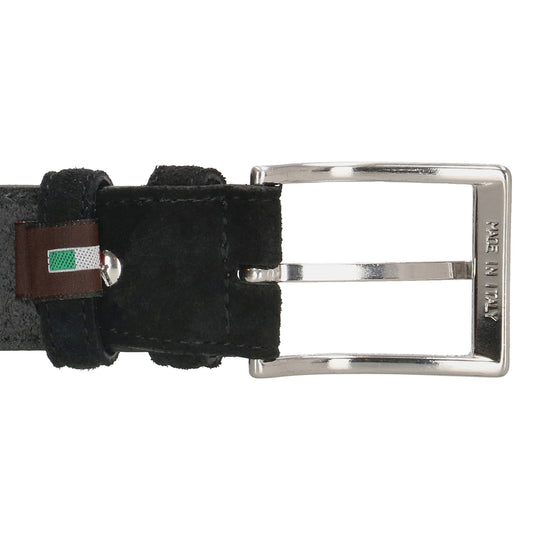 Schwarzer Veloursleder Gürtel 3,5cm breit – klassisch & business-tauglich - leder-accessoires.com