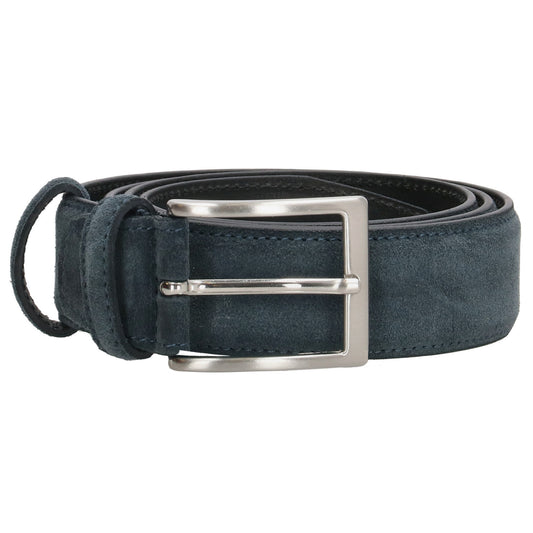 Jeansblauer Veloursleder Gürtel 3,5cm breit für smarte Casual-Outfits - leder-accessoires.com