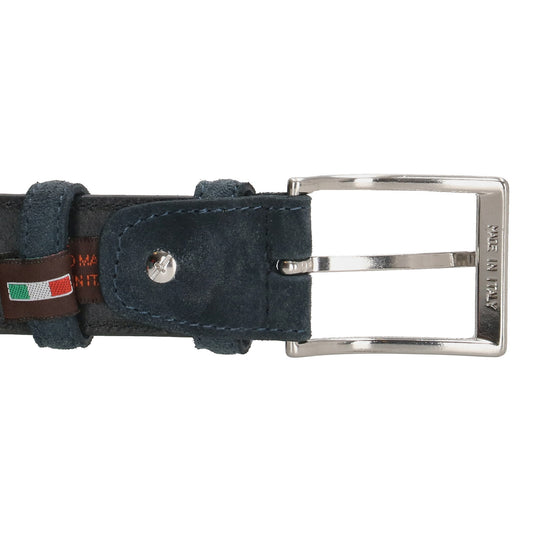 Jeansblauer Veloursleder Gürtel 3,5cm breit für smarte Casual-Outfits - leder-accessoires.com