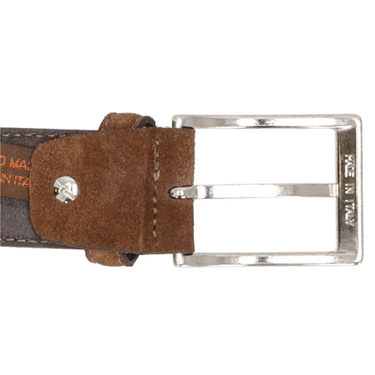 Veloursleder Gürtel 3,5cm breit in Cognac – stilvoll für Anzug & Chino - leder-accessoires.com