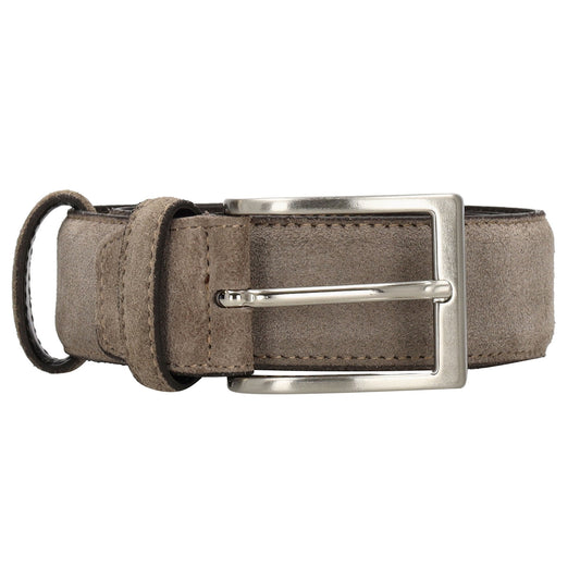Moderner Veloursleder Gürtel 3,5cm breit in Taupe für elegante Looks - leder-accessoires.com