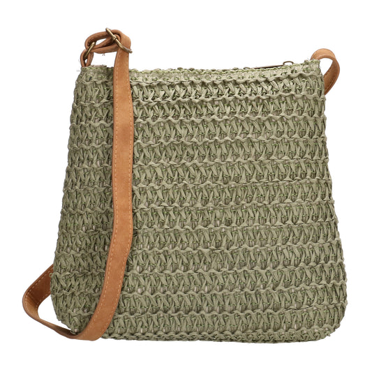 Basttasche 20 x 21cm in Olivgrün mit Reißverschluss - leder-accessoires.com