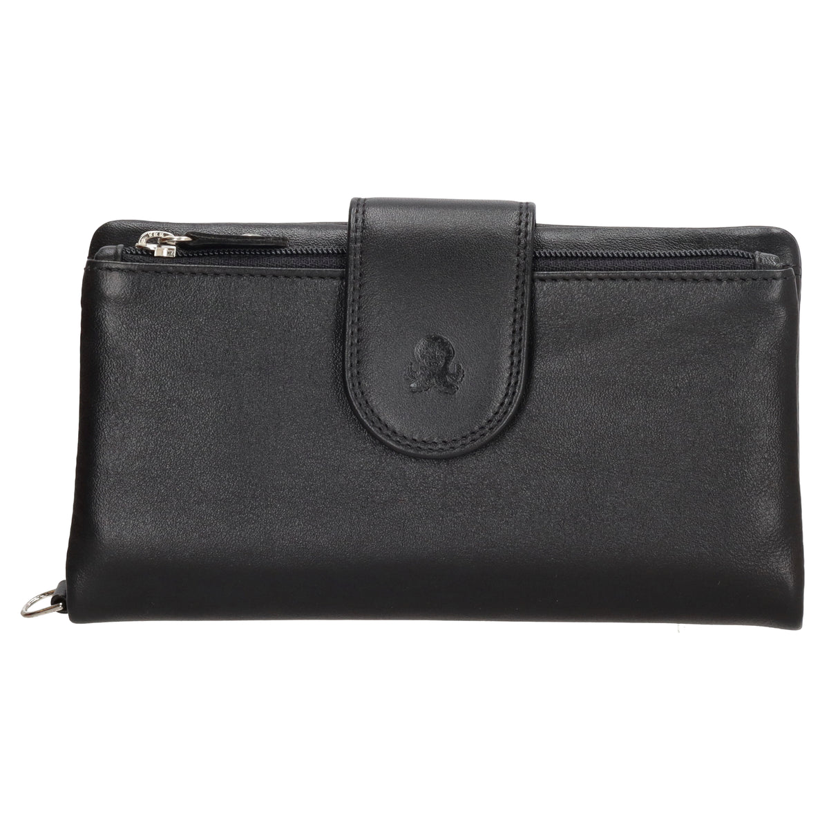 Lederbörse 17x9,5cm in Schwarz mit Riegel und RFID-Schutz - leder-accessoires.com