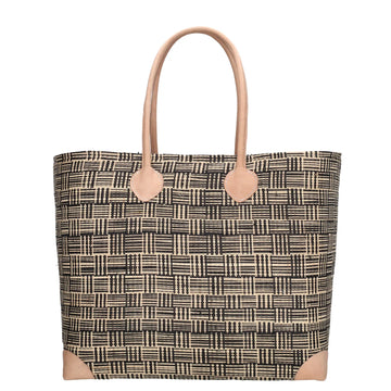 Basttasche-| Korb 37 x 35cm in Schwarz| Natur mit Kordelzug innen