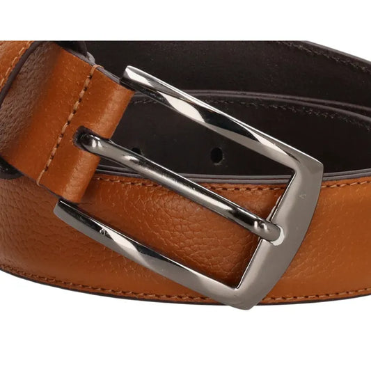 Herren-|Anzugsgürtel 35mm Cognac abgenäht - leder-accessoires.com