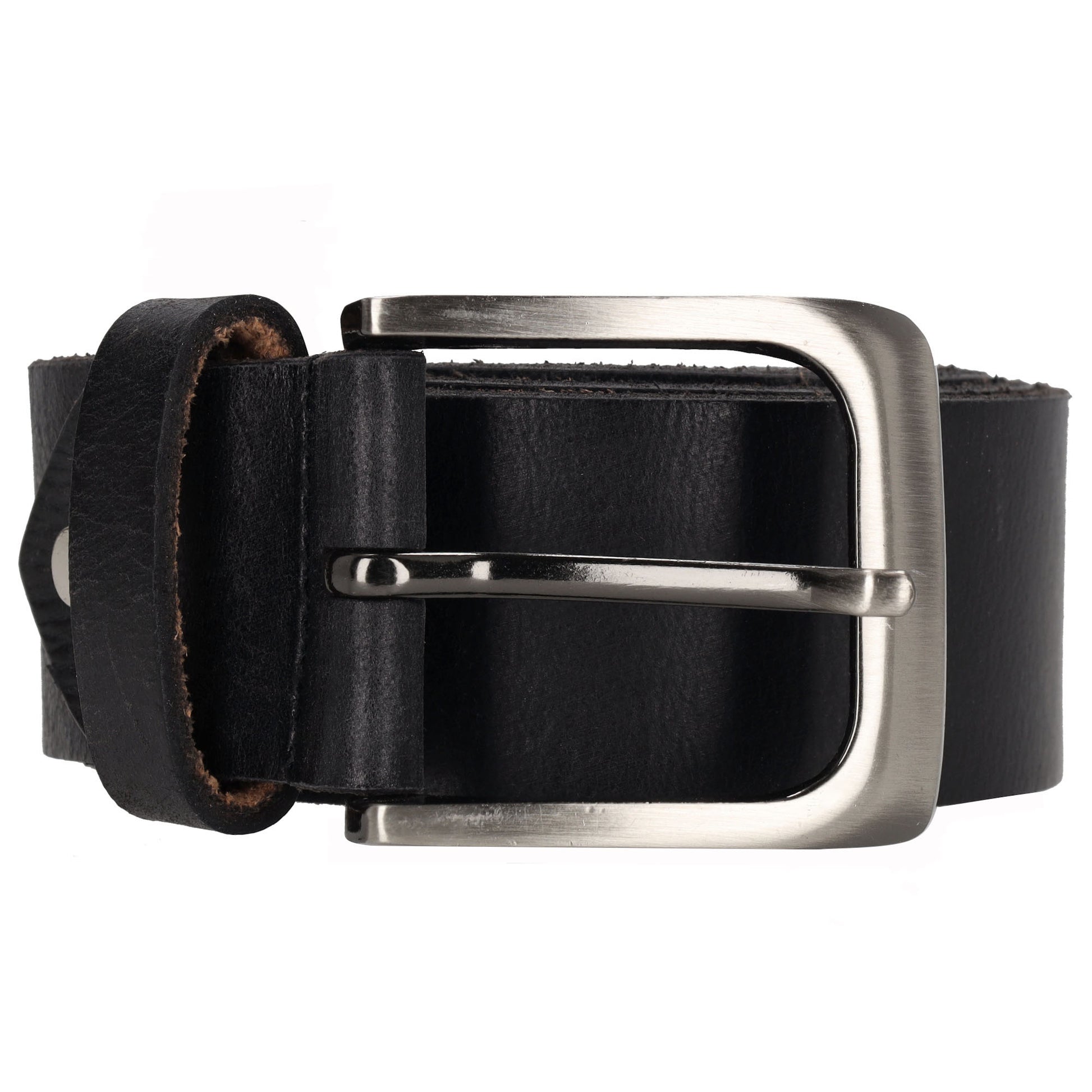 Schwarzer Vollrindleder Jeansgürtel 4cm breit für Übergrößen - leder-accessoires.com