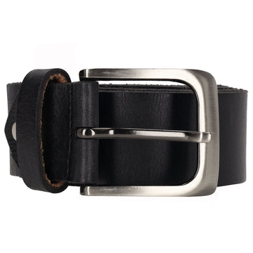 Schwarzer Vollrindleder Jeansgürtel 4cm breit für Übergrößen - leder-accessoires.com