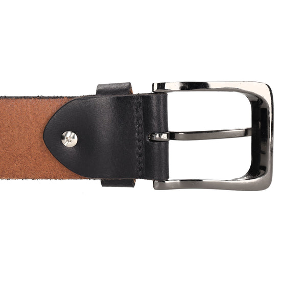 Schwarzer Vollrindleder Jeansgürtel 4cm breit für Übergrößen - leder-accessoires.com