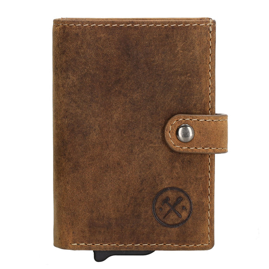Safety Wallet 8x10cm Cognac kompakt mit RFID Schutz - leder-accessoires.com