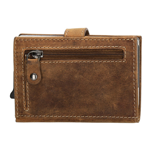 Safety Wallet 8x10cm Cognac kompakt mit RFID Schutz - leder-accessoires.com