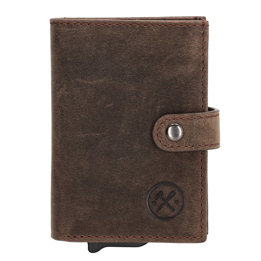 Safety Wallet 8x10cm Dunkelbraun mit RFID Schutz Leder - leder-accessoires.com
