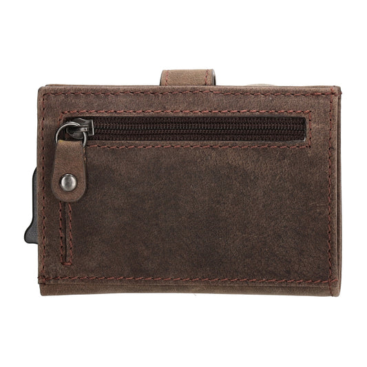 Safety Wallet 8x10cm Dunkelbraun mit RFID Schutz Leder - leder-accessoires.com