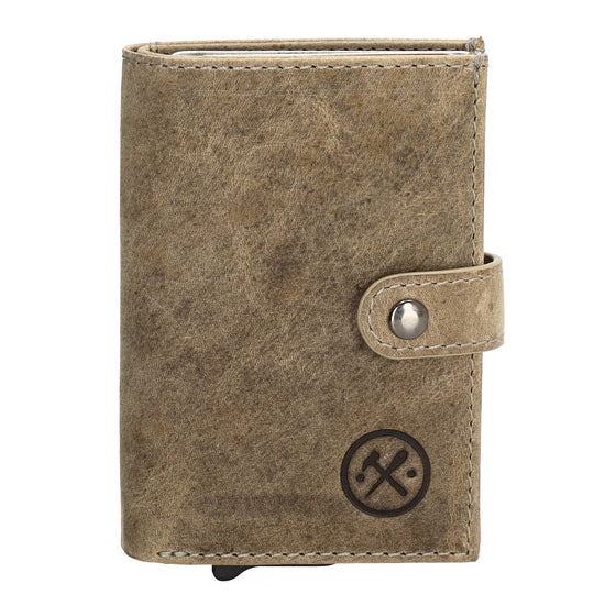Safety Wallet 8x10cm Sand Slim Leder mit RFID Schutz - leder-accessoires.com