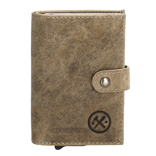 Safety Wallet 8x10cm Sand Slim Leder mit RFID Schutz - leder-accessoires.com