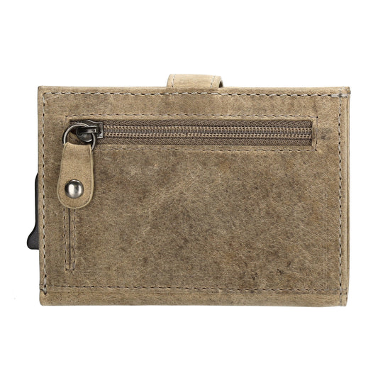 Safety Wallet 8x10cm Sand Slim Leder mit RFID Schutz - leder-accessoires.com