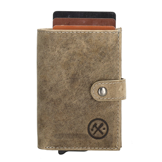 Safety Wallet 8x10cm Sand Slim Leder mit RFID Schutz - leder-accessoires.com