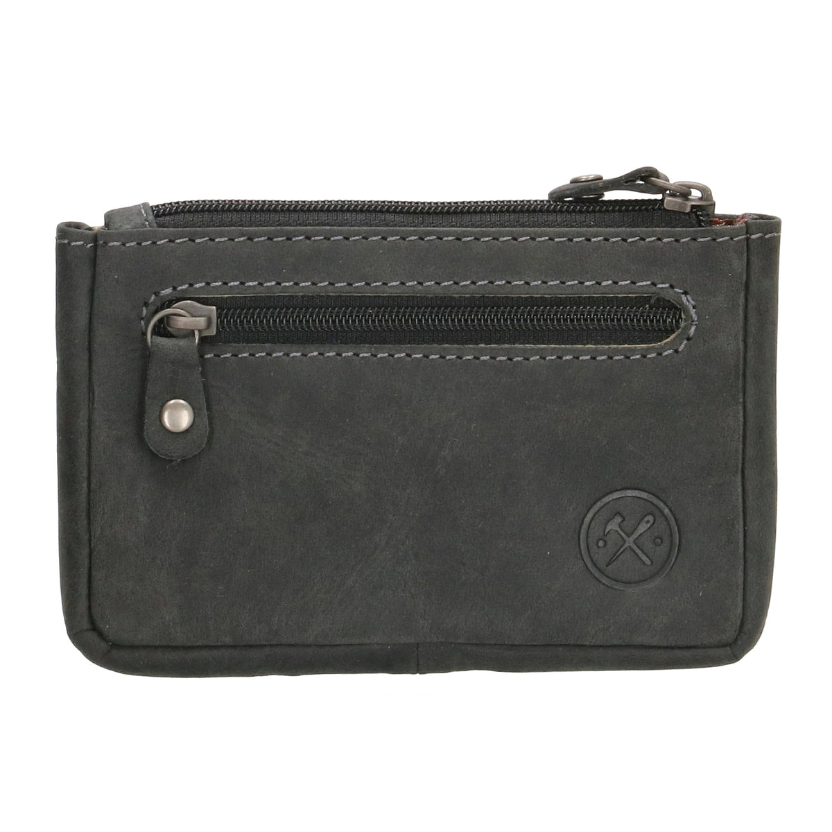 Schlüsseletui 11,5x7,5cm in Schwarz aus Leder mit Reißverschluss - leder-accessoires.com