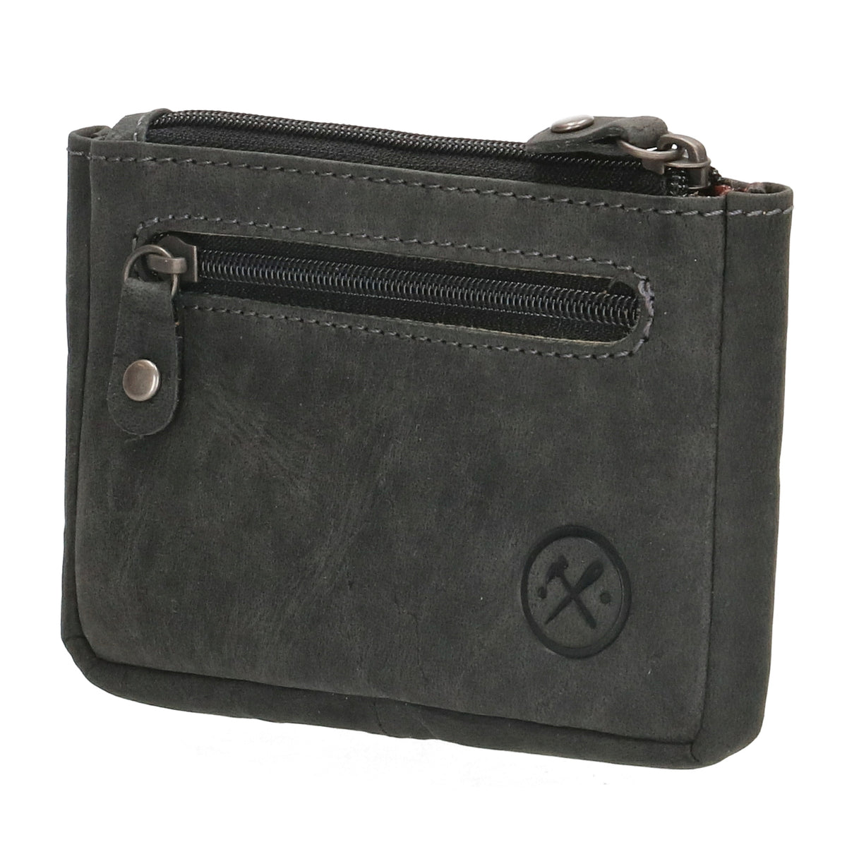 Schlüsseletui 11,5x7,5cm in Schwarz aus Leder mit Reißverschluss - leder-accessoires.com