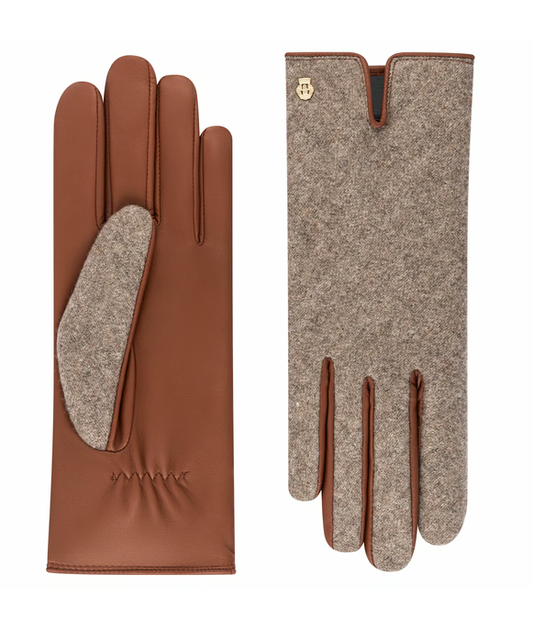 Lederhandschuhe | Haarschafleder Damen aus Leder und Wolle in Saddlebrown von Röckl - leder-accessoires.com