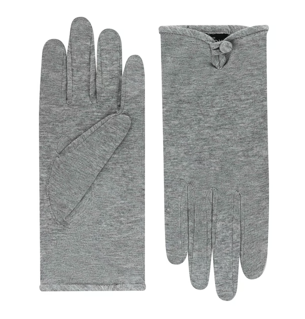 Baumwollhandschuhe Damen mit Knopf in Hellgrau von Röckl - leder-accessoires.com