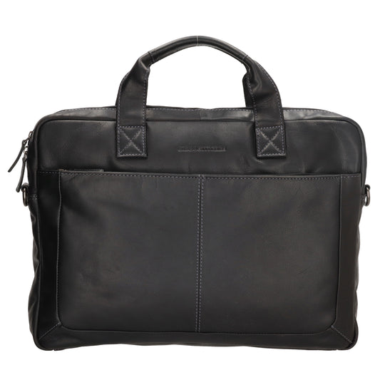 Business-| Laptoptasche 42x29x7cm in Schwarz mit Reißverschluss - leder-accessoires.com