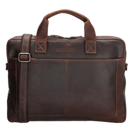 Business-| Laptoptasche 42x29x7cm in Dunkelbraun mit Reißverschluss - leder-accessoires.com