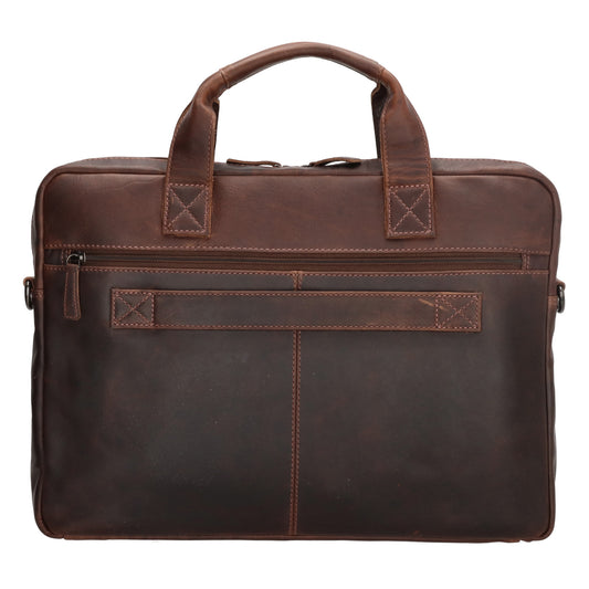 Business-| Laptoptasche 42x29x7cm in Dunkelbraun mit Reißverschluss - leder-accessoires.com