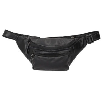 Leder Bodybag  23x13 cm in Schwarz mit Vortasche - leder-accessoires.com