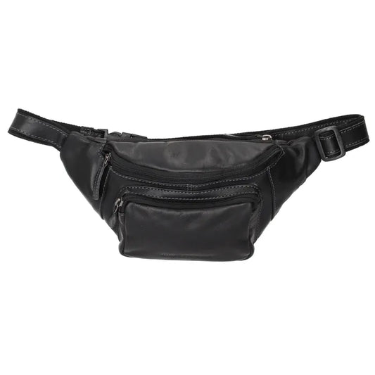 Leder Bodybag  23x13 cm in Schwarz mit Vortasche - leder-accessoires.com