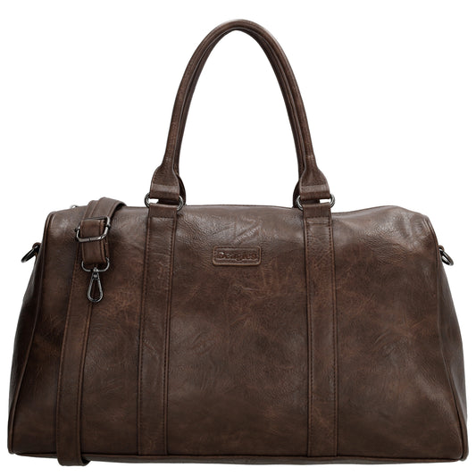 Reisetasche | Weekender 45 x 24cm in Braun aus Kunstleder - leder-accessoires.com