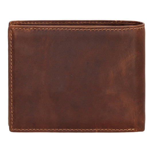 Geldbörse Querformat 9x11,5cm in Cognac mit Riegel innen aus Leder - leder-accessoires.com