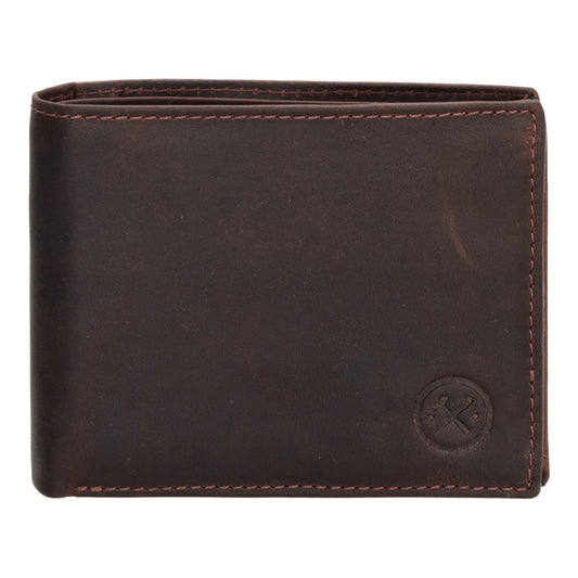 Geldbörse Querformat 9x11,5cm in Braun mit Riegel innen aus Leder - leder-accessoires.com