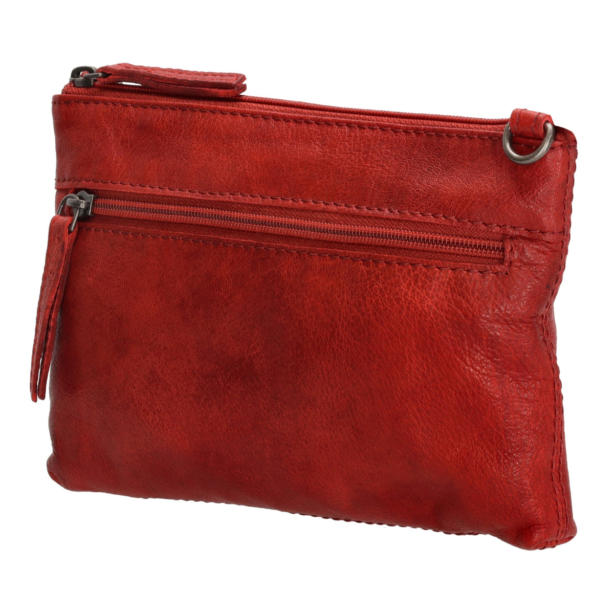 Umhängetasche 21 x 13cm in Rot aus Leder mit Reißverschluss - leder-accessoires.com