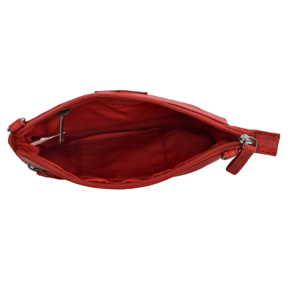 Umhängetasche 21 x 13cm in Rot aus Leder mit Reißverschluss - leder-accessoires.com