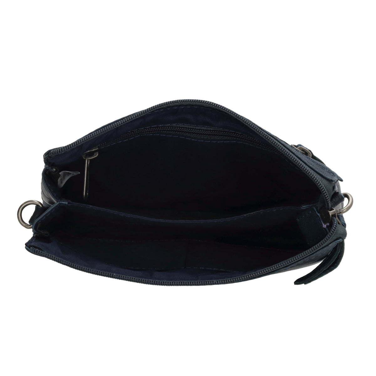 Schultertasche 19x14cm in Marine|Blau aus Leder mit Reißverschluss - leder-accessoires.com