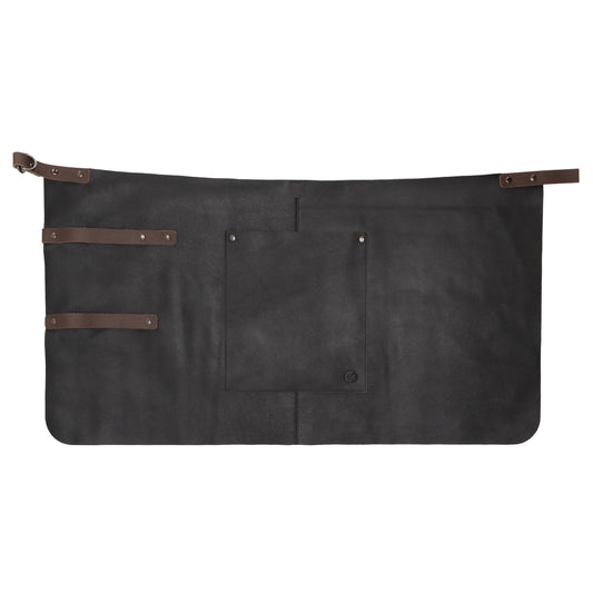 Lederschürze kurz in Schwarz mit Vortasche zum Verstellen - leder-accessoires.com