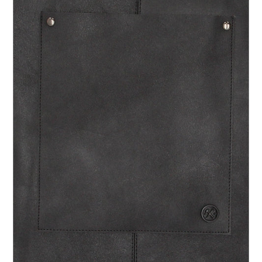 Lederschürze kurz in Schwarz mit Vortasche zum Verstellen - leder-accessoires.com