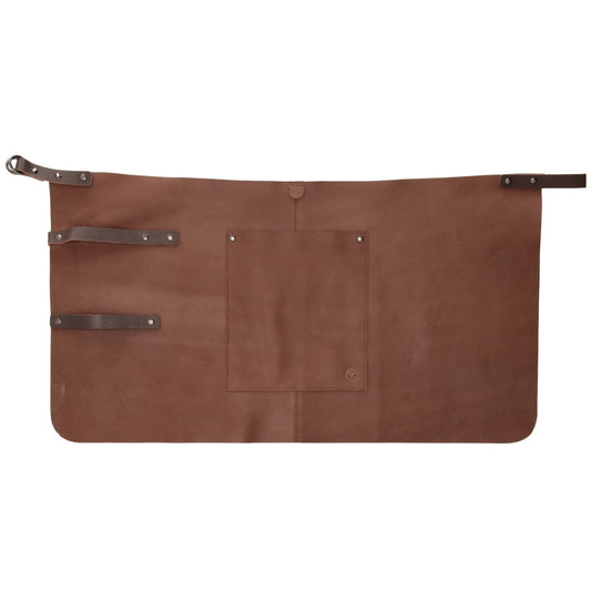 Lederschürze kurz in Cognac mit Vortasche zum Verstellen - leder-accessoires.com