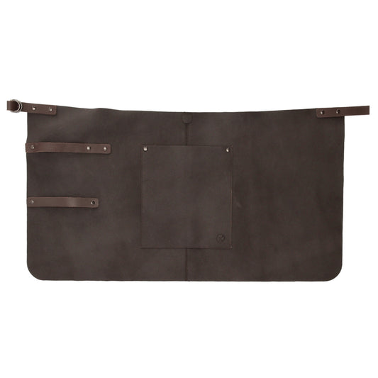 Lederschürze kurz in Braun mit Vortasche zum Verstellen - leder-accessoires.com