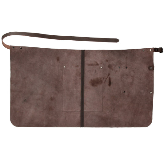 Lederschürze kurz in Braun mit Vortasche zum Verstellen - leder-accessoires.com