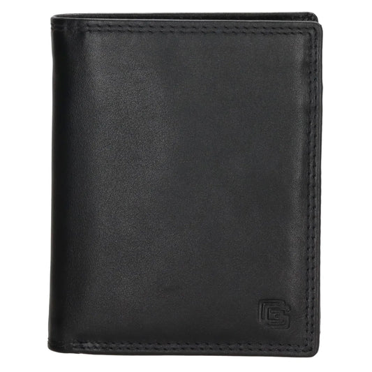 Herren Geldbörse 9 x 12cm aus Vollrindleder – Schwarz | Hochformat - leder-accessoires.com
