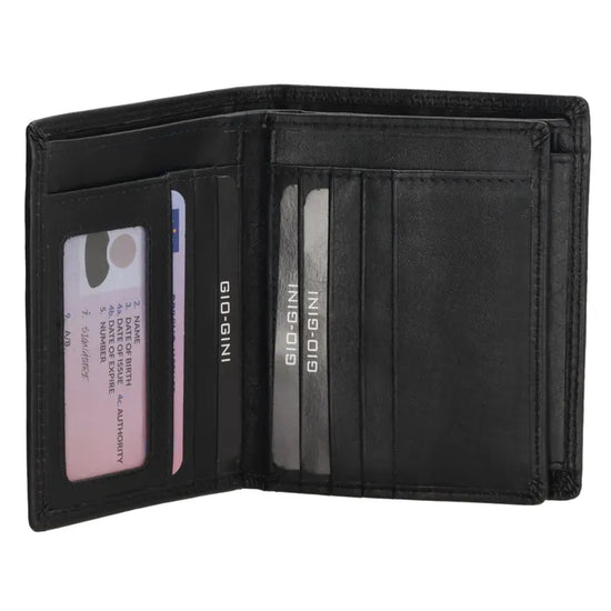 Herren Geldbörse 9 x 12cm aus Vollrindleder – Schwarz | Hochformat - leder-accessoires.com
