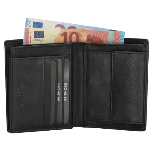 Geldbörse Hochformat 12 x 9cm in Schwarz aus Leder - leder-accessoires.com