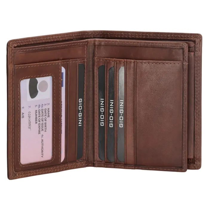 Herren Lederportemonnaie 9 x 12cm Braun – Hochformat aus Vollrindleder - leder-accessoires.com
