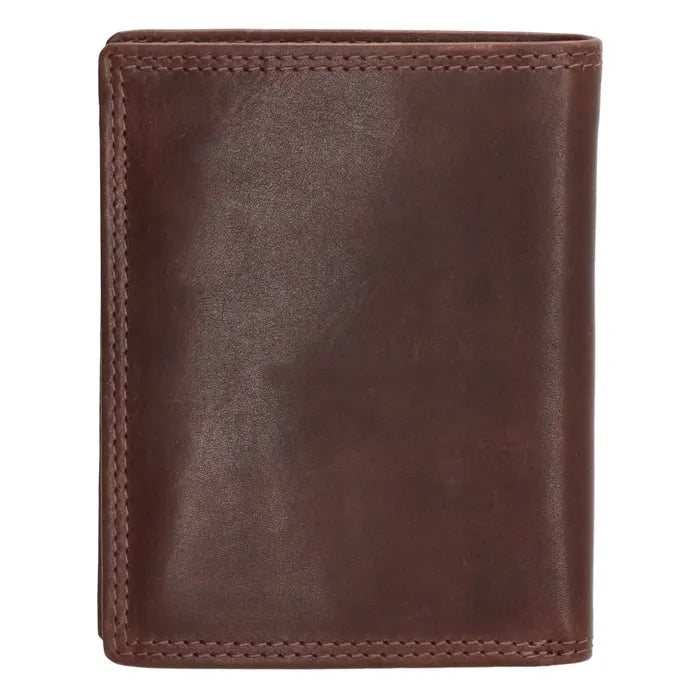 Herren Lederportemonnaie 9 x 12cm Braun – Hochformat aus Vollrindleder - leder-accessoires.com