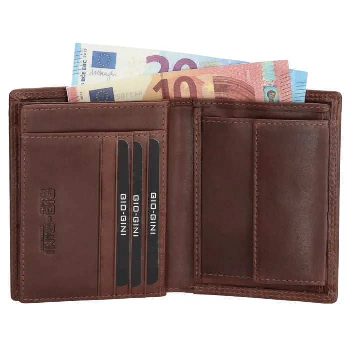 Herren Lederportemonnaie 9 x 12cm Braun – Hochformat aus Vollrindleder - leder-accessoires.com