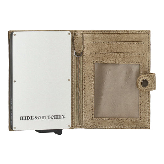 Safety Wallet 7,2x10cm Leder Sand – Schlanke Geldbörse mit Kartenhalter - leder-accessoires.com