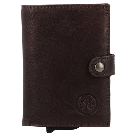 Safety Wallet 7,2x10cm Leder Dunkelbraun – Kompakte Geldbörse mit Kartenfächern - leder-accessoires.com