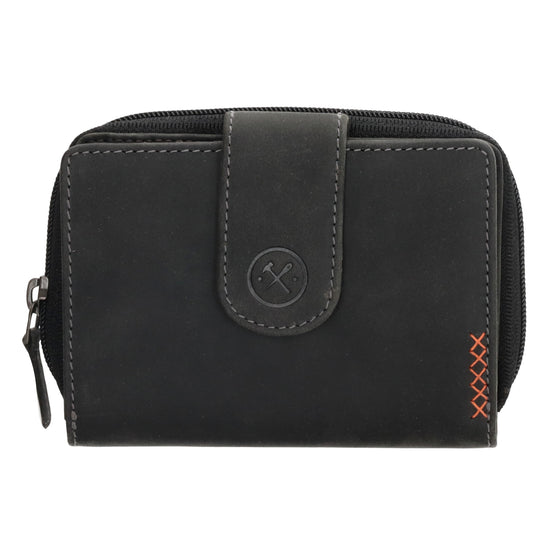 Börse in Schwarz 12,5 x 9 cm mit separatem Münzfach - leder-accessoires.com
